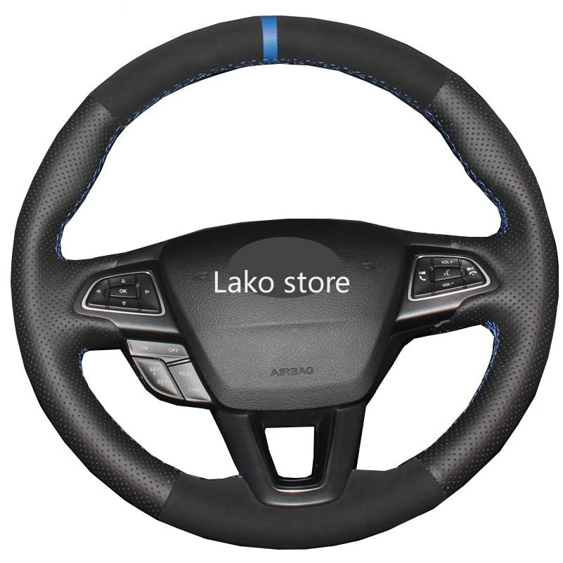 

Ручная стежка из чехол рулевого колеса автомобиля искусственной кожи для Ford Focus 3 Kuga Escape C-MAX Ecosport 15 дюймов 38 см