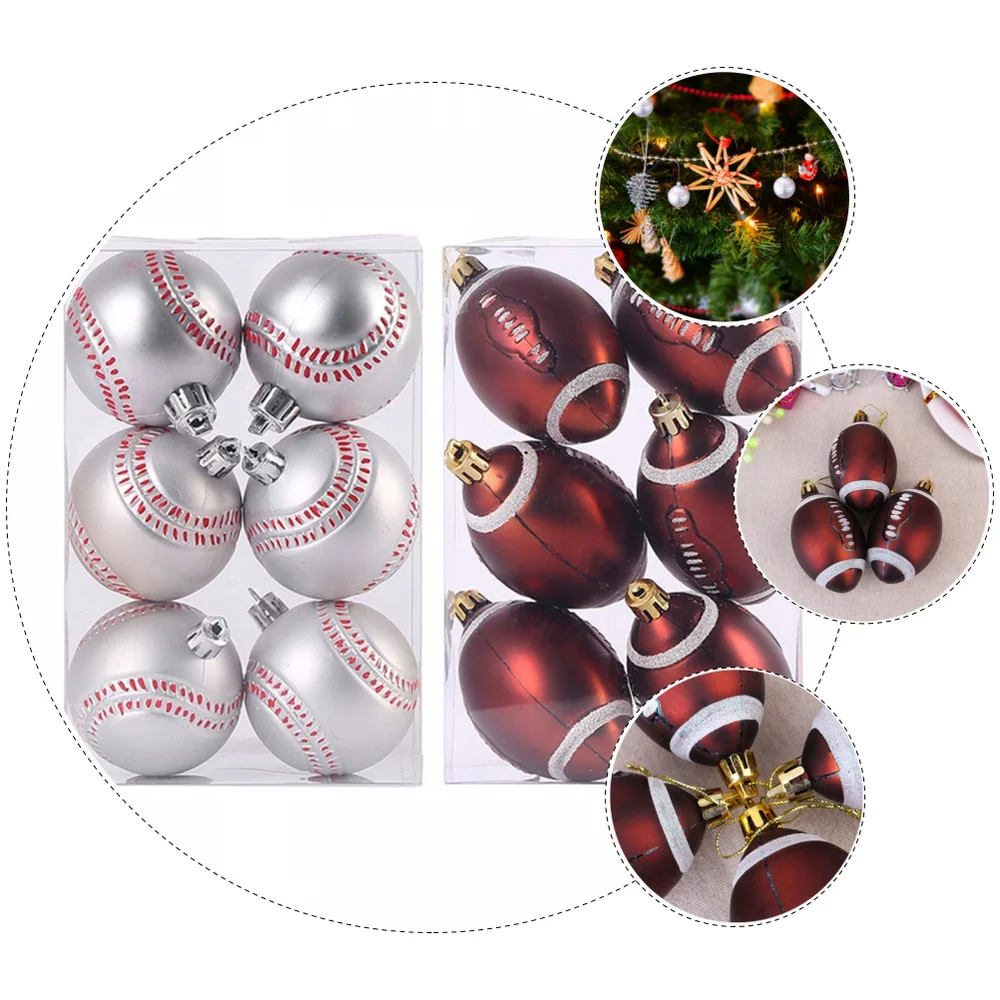 

1 Set 12pcs Christmas Hanging Pendant Sports Design Ornament for Party