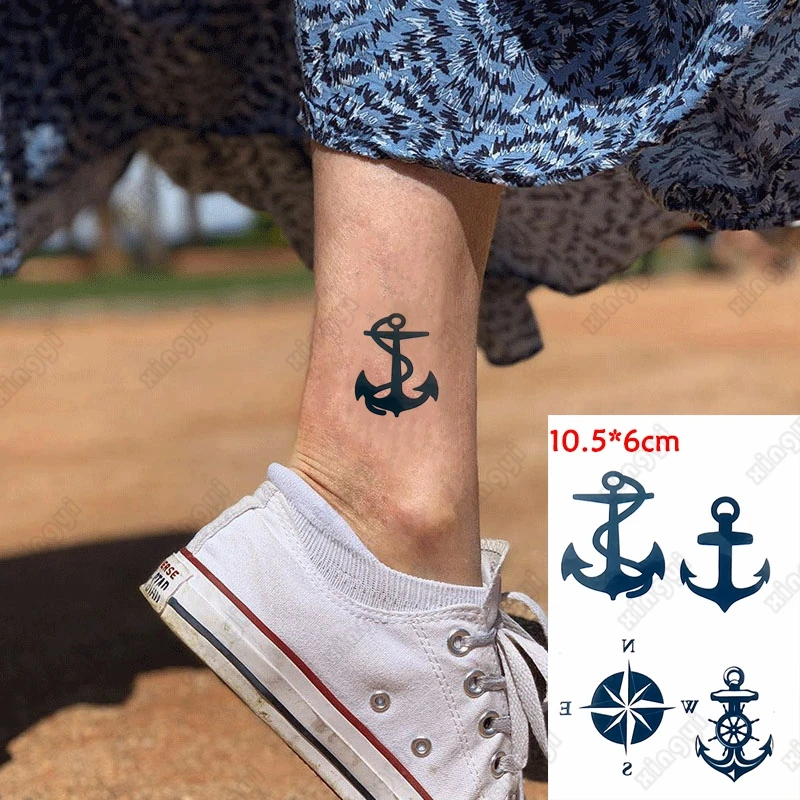 Водостойкая временная татуировка наклейка компас якорь пиратский корабль