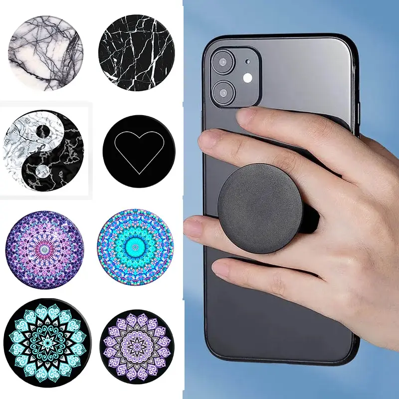 

DIY Hot Marble Stone Texture Попсокет Round Air Mobile Phone Holder Round Sir Sac Finger Ring Pocket Socket Stand