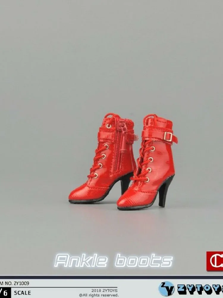 

ZYTOYS ZY1009C 1/6 Female Ankle Boots Red Shoes Model For 12'' Body
