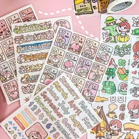 cute character cartoon and paper hand account sticker school beautify supplies girl heart diy hand book stationery tool
