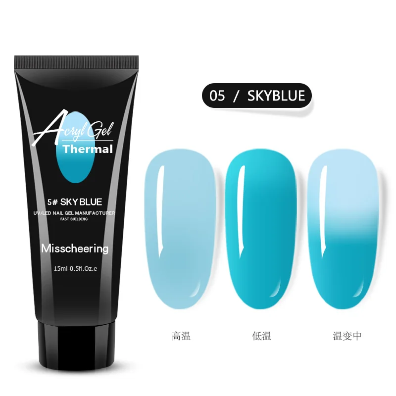 Sky Blue 15 мл расширитель температуры 8 различных цветов гель УФ светодиодный акриловый маникюр, полировка ногтей советы не нужен гвоздь - Цвет: Sky Blue