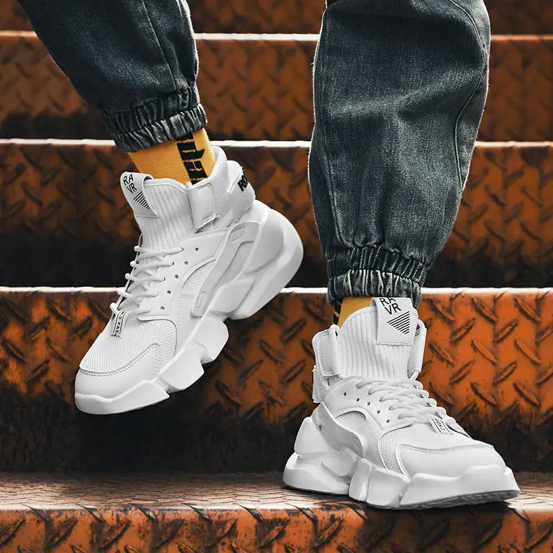 

High Sneakers 40-45 Men's Sport Shoes Flat-Heel Men's Running Sport Shoes Running-Shoes Shoes Men's Sports Hollow Tennis Gold