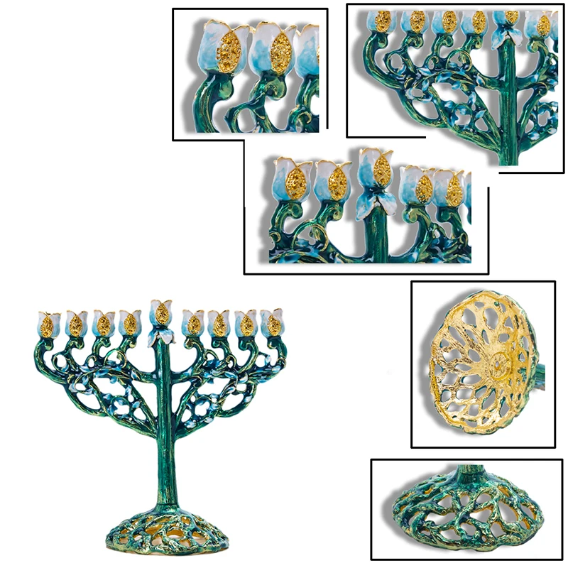 H& D 5 стилей Иудейская Менора Античная коллекция Hanukkah Menorah Статуэтка ручная роспись подсвечник держатель для дома вечерние украшения подарок