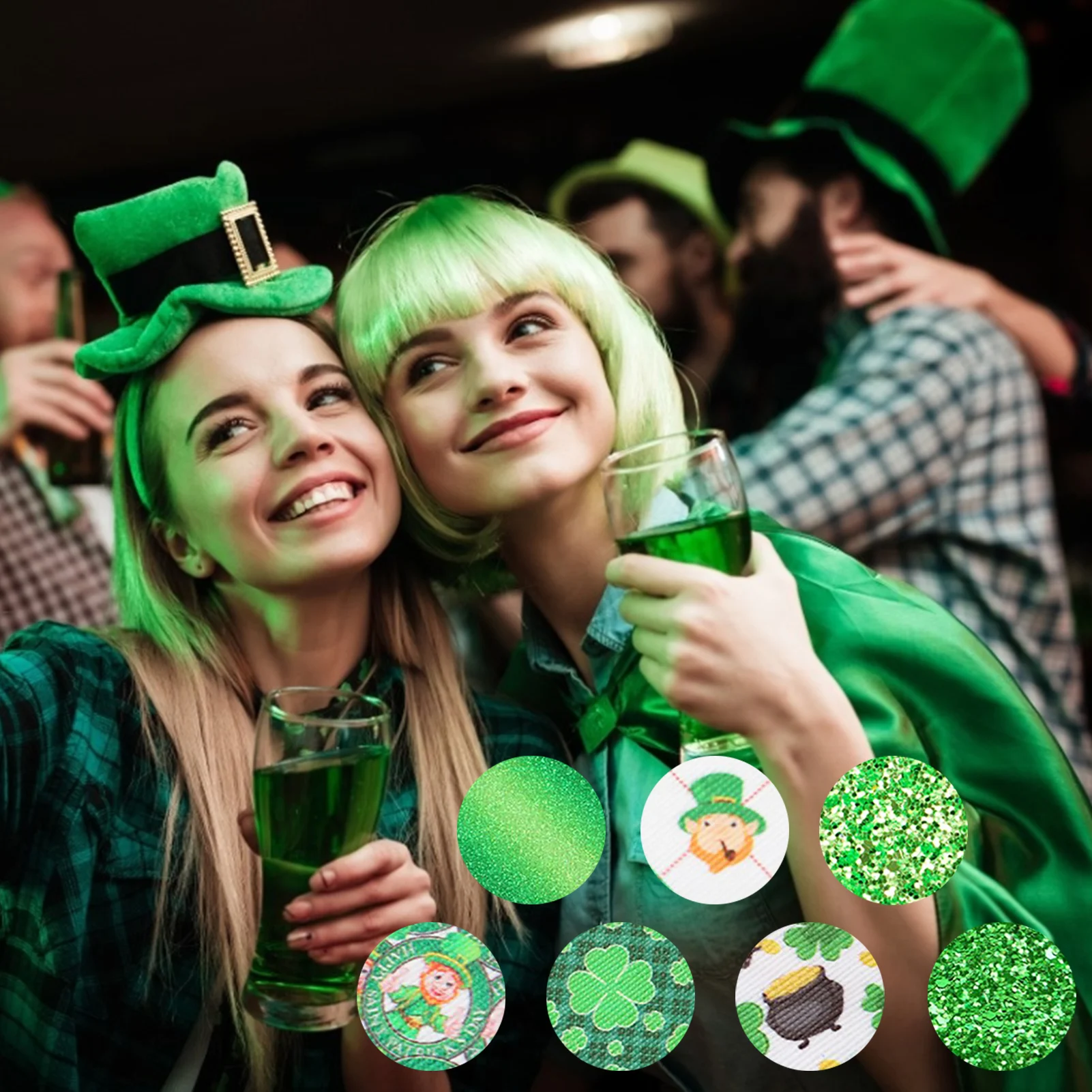 

PU Leather Fabric Durable St. Patricks Day Leather for Gift Green color theme full of Irish feeling perfect gift for family