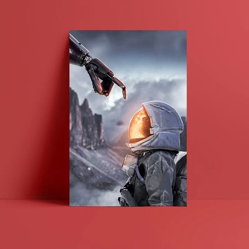 

Robot and astronaut decoration posters, wall decoration paintings, room decoration art paintings， home decor