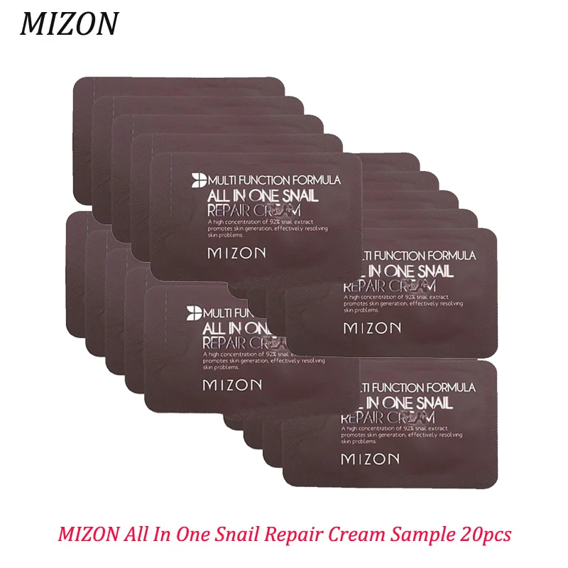 

MIZON All In One Snail Repair Cream Sample 20pcs Repair Essence Care Lifting Visage Whitening Liquid Face Serum Anti Aging Skin