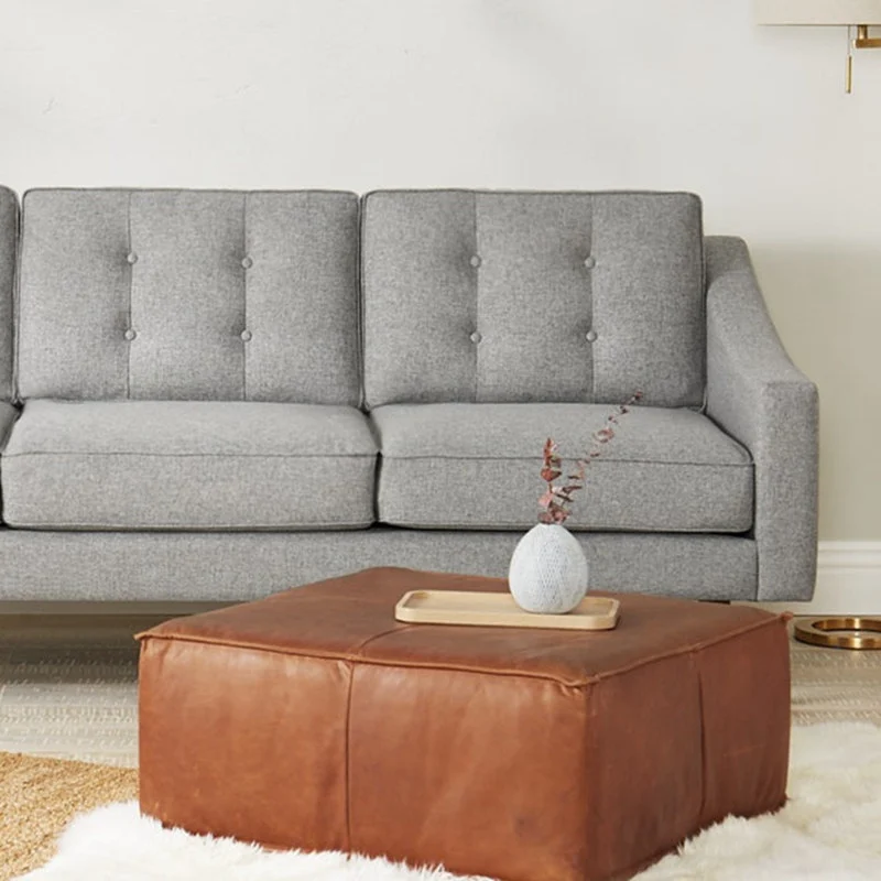 Customized American Leather Shoe Changing Stool Living Room Sofa Footrest European Retro Coffee Table Sit Padded S |