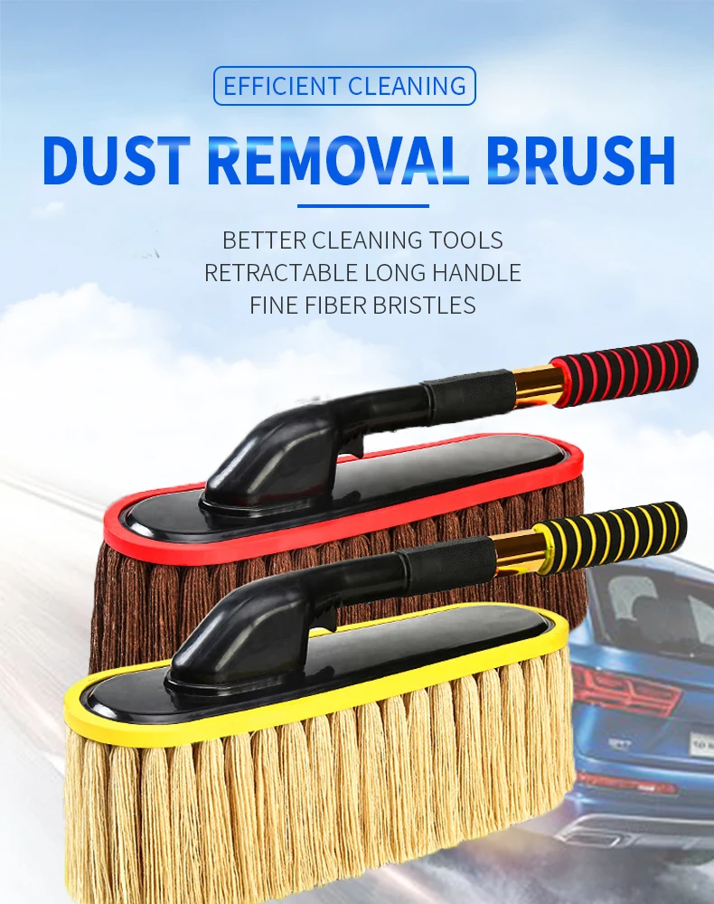 Car Wash Brush Dust Removal Brush Fibre Broom Rotating Mop Telescoping Long Handle Car Cleaning Tools Car Accessories Xammep