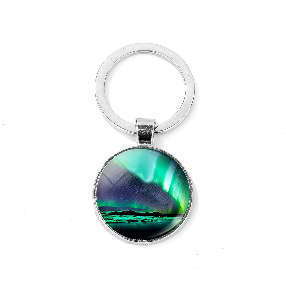 Брелок для ключей с изображением зелёного Северного света | Украшения и