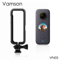 vamson for insta 360 one x2 accessories easy to charge protective frame case adapter mount for insta360 one x2 cover vp603