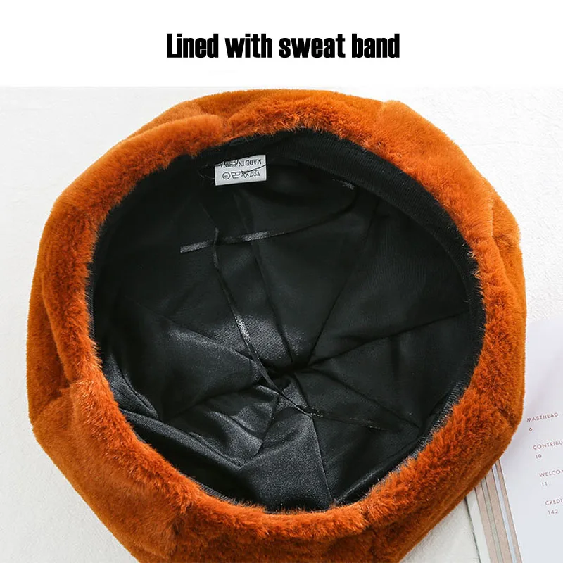 

PCFDDR Autumn and winter Beret Korean Plush warm fashion retro British painter's hat