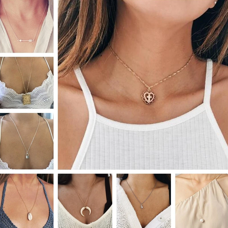 Простой стиль ключицы цепи мира голубь слон оболочки крест подвески ожерелья для