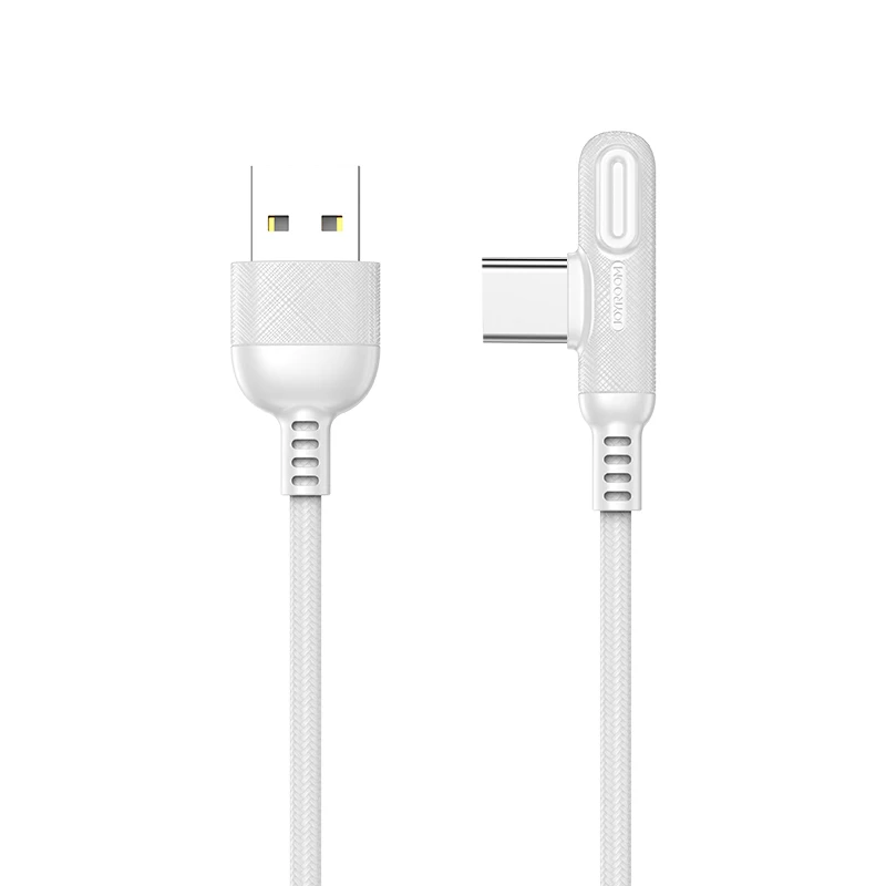 Joyroom Micro Usb type C USB 90 Dergee type C кабель светодиодный провод для быстрой зарядки для samsung Galaxy huawei Xiaomi зарядное устройство для передачи данных - Цвет: White