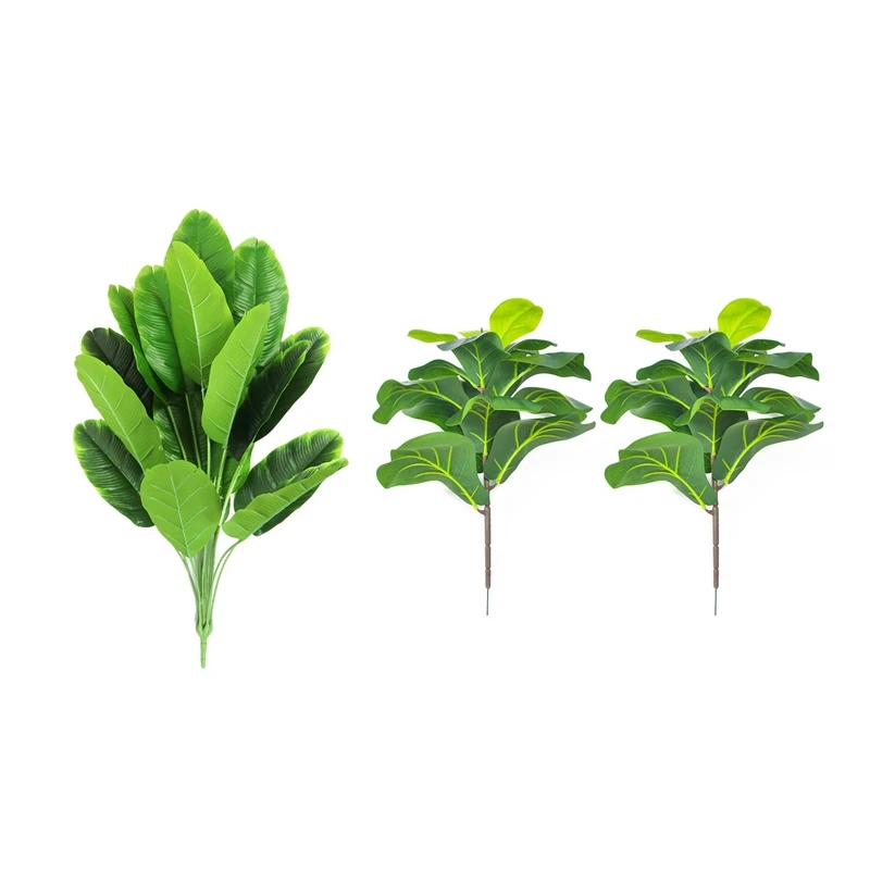 

32 дюйма искусственное банановое дерево, листья монстеры, 18 листьев с 2 искусственными фигурными листьями, 19,6 дюйма, искусственные растения