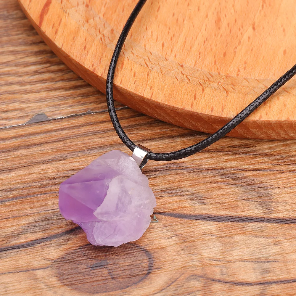 

New Arrival Fashion Natural Stone PU Leather Handmade Pendant Necklace Jewelry for Women Female Bohemia Trendy Necklace Jewelry