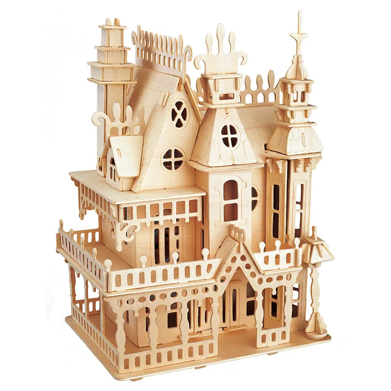 

FEOOE 2021 New Children's Puzzle Early Teaching Wooden Puzzle Villa 3D Model Puzzle Toys One By One Hair LAZ