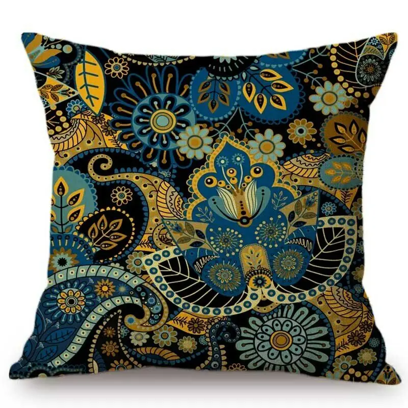 Pink Bright Paisley Floral Pattern Home Pillow Bohemian Mandala Cushion Cover | Дом и сад