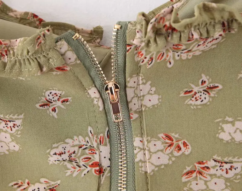 Женская хлопковая блузка с цветочным принтом на молнии сзади | одежда