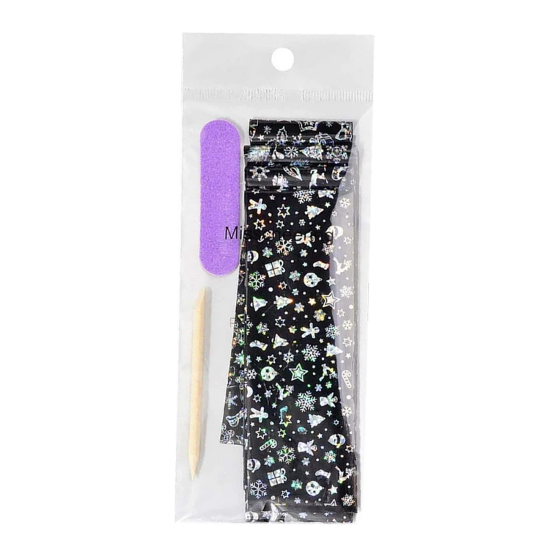 Рождественское изображение Голографическая фольга для ногтей снежный цветок