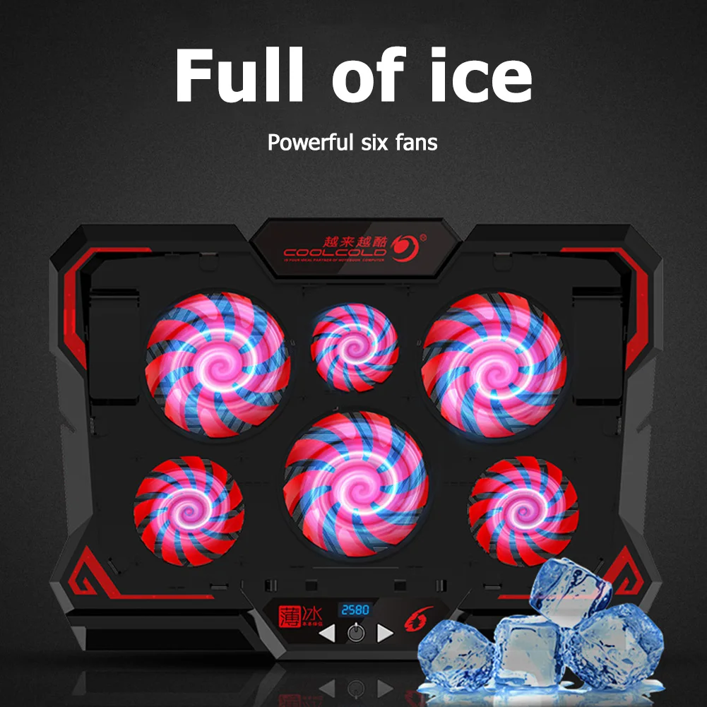 Gaming Laptop Cooler Portable USB Cooling Pad Stand with 6 Quiet LED Fan for 13-17 inch Notebook PC Accessories |