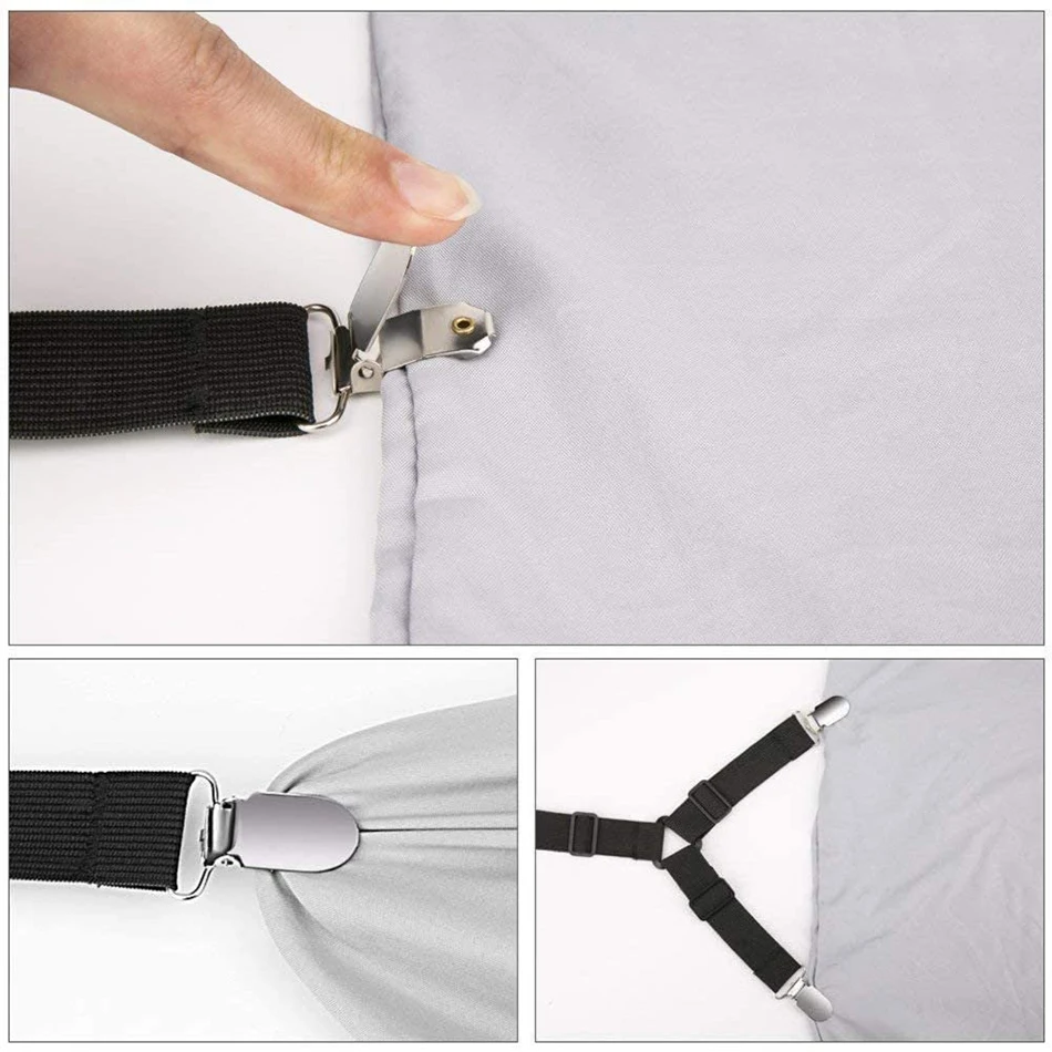

8pcs Bed Sheet Holder Belt Straps Fastener Non-Slip Household Invisible Clip Mattress Cover Blanket Elastic Rope Fixator