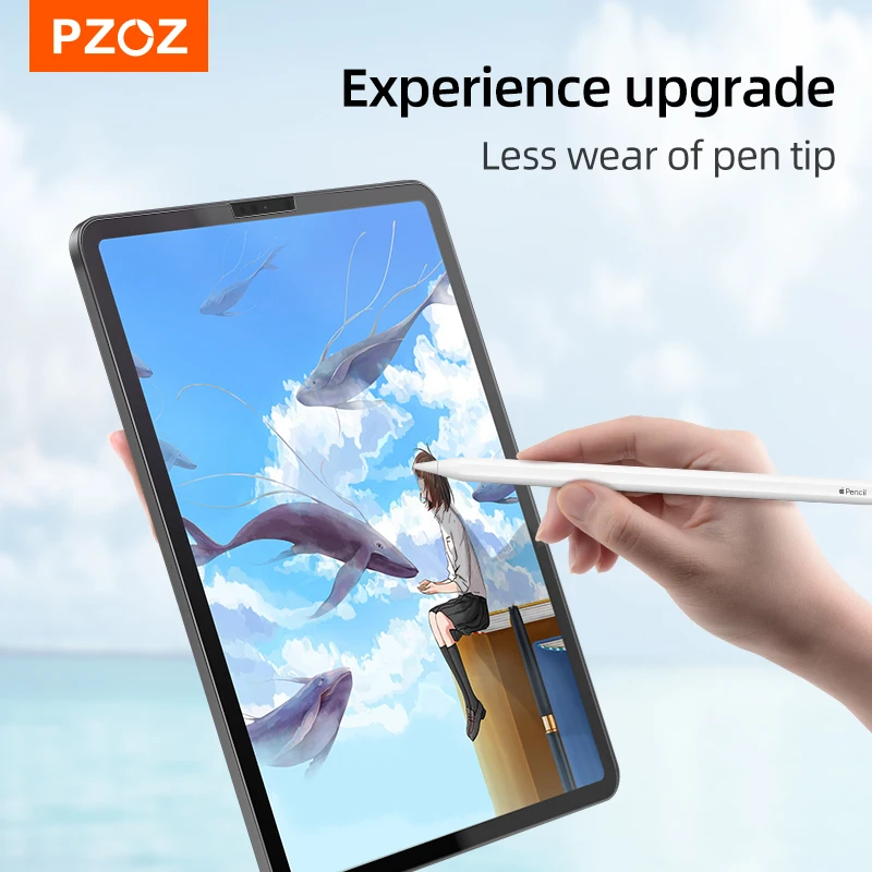 pzoz for ipad pro 9 7 11 10 5 pet film like writing on paper screen protector for ipad 10 2 2019 2020 ipad mini 4 5 like paper free global shipping