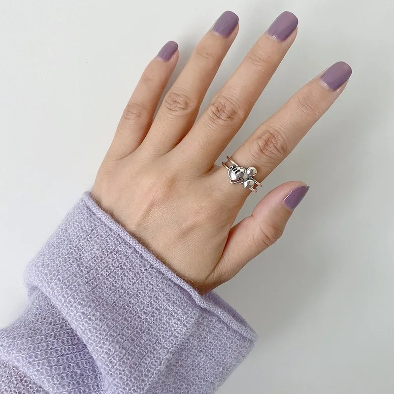 Женское кольцо с изображением ворот 925 пробы Серебряное Микки Мауса двойное