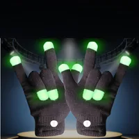 Pair LED Gloves Finger Lights Fingertips Flashing Color Changing Luminous Black  for Party Wedding Festival Halloween Christmas