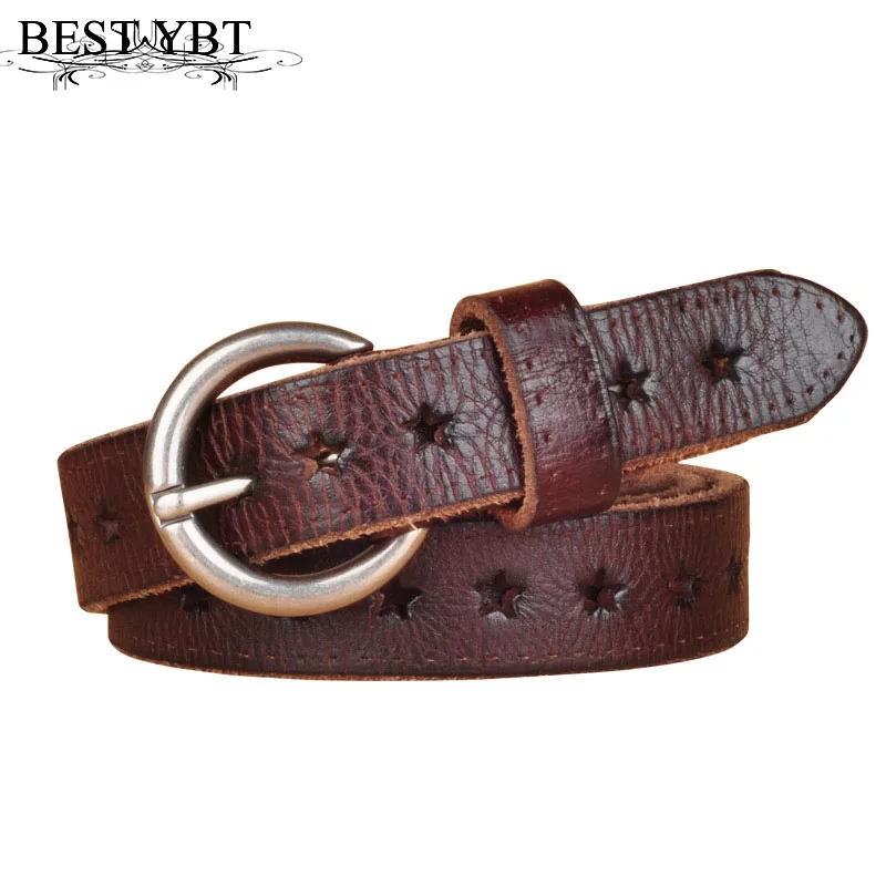 Best YBT Hot Fashion Women Belt Brand Designer Luxury Full Grain Belt Genuine Leather Cowskin Hollow Out Popular Ladies Belt