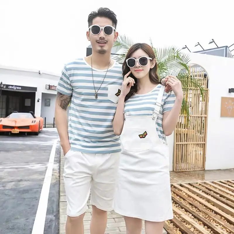 Семейная одежда летняя для пар платье мамы и дочки одинаковые комплекты семьи