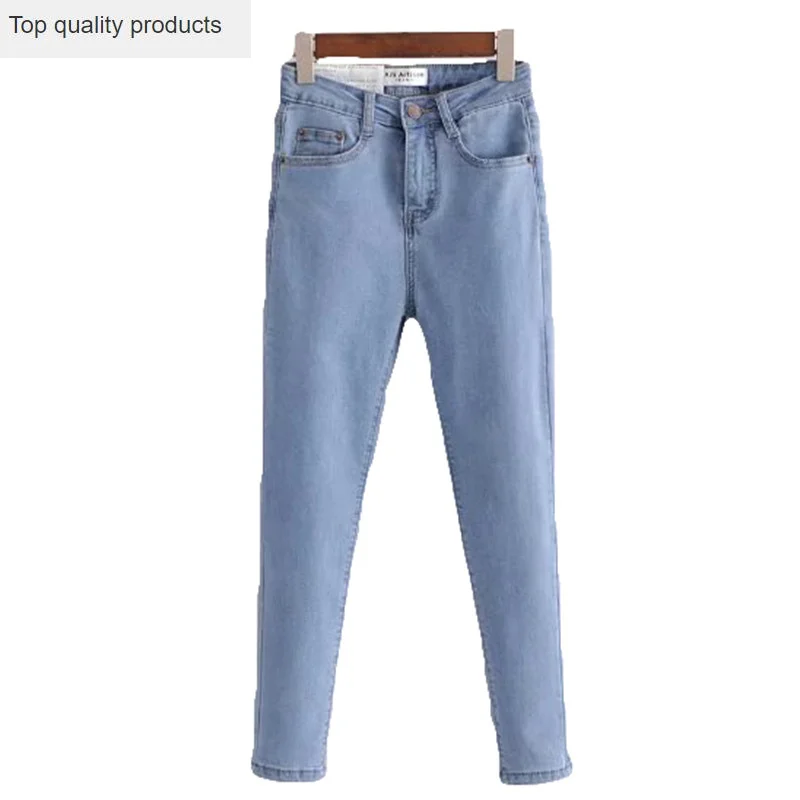 

Plus Size High Waist Skinny Jeans Woman Simple Style Wash Vintage Black Jeans Women OL Slim Pencil Pants Denim Mujer 2020 AC042