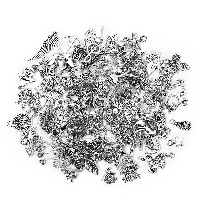 50pcs Random Mixed Mibrow, 50 шт./лот, античное серебро, смешанный цвет, якорь, животные, подвески, подвески для ожерелья, сделай сам, аксессуары для изготовления ювелирных изделий - Окраска металла: 50pcs Random Mixed