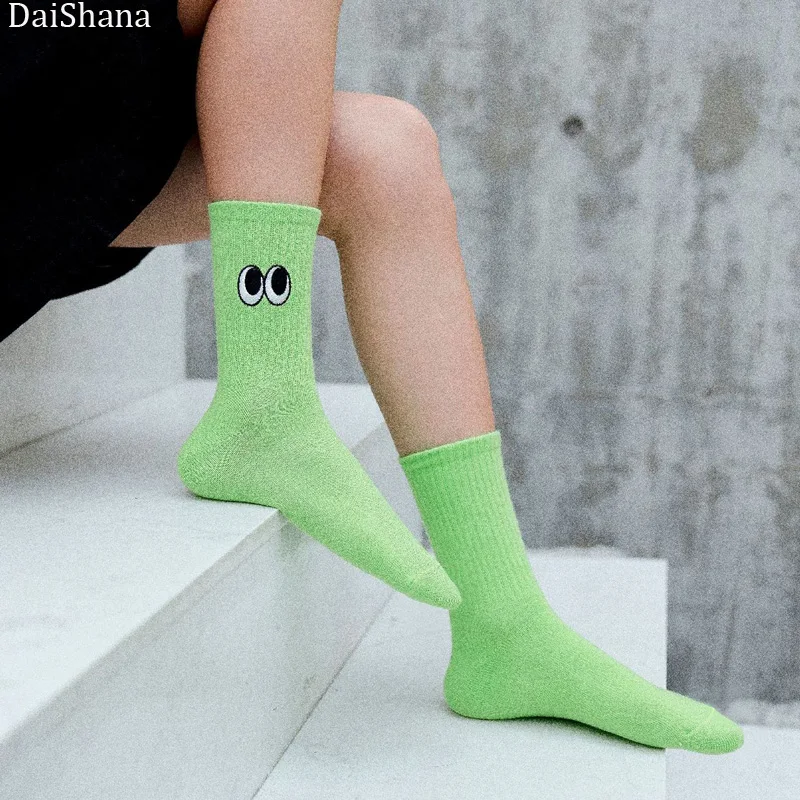 Носки для девочек 1 пара носки в стиле Харадзюку милые с вышитыми глазами