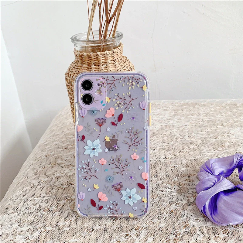 

Luxury 3D Relief Flower Case For Phone 12 Mini 11 Pro Max X XR XS Max 7 8 Plus Soft Bumper Transparent Matte PC Back Cover