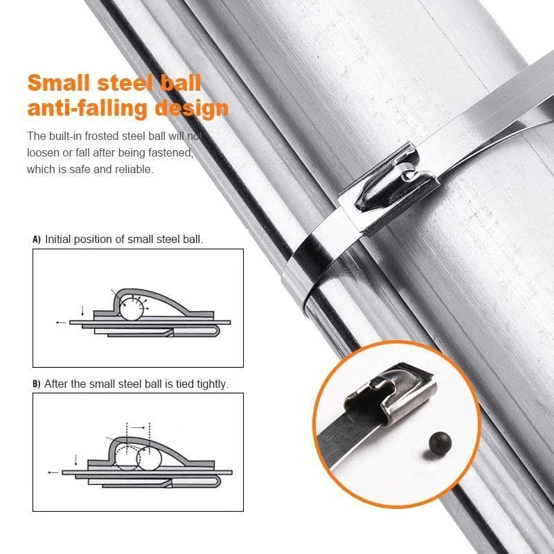 

100 шт., самоблокирующиеся Металлические Кабельные стяжки из нержавеющей стали, 12 мм