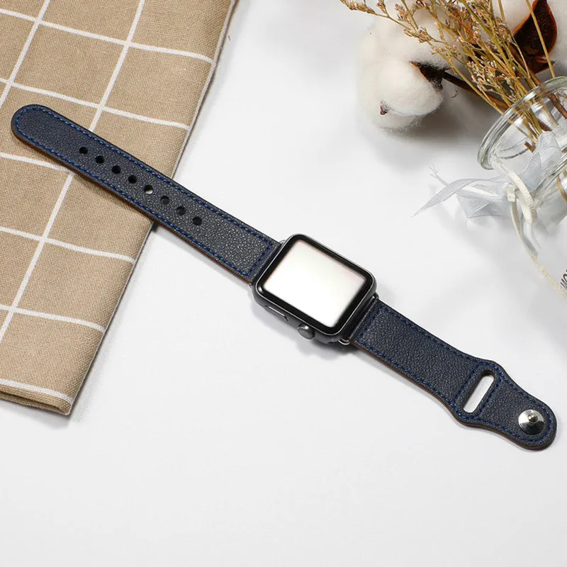 R midnigt blue 2 Кожаный ремешок для apple watch 5 4 ремешок 44 мм 40 мм iwatch ремешок 42 мм correa apple watch 38 мм pulseira браслет ремень ремешок для часов 4 3 - Цвет ремешка: R midnigt blue 2