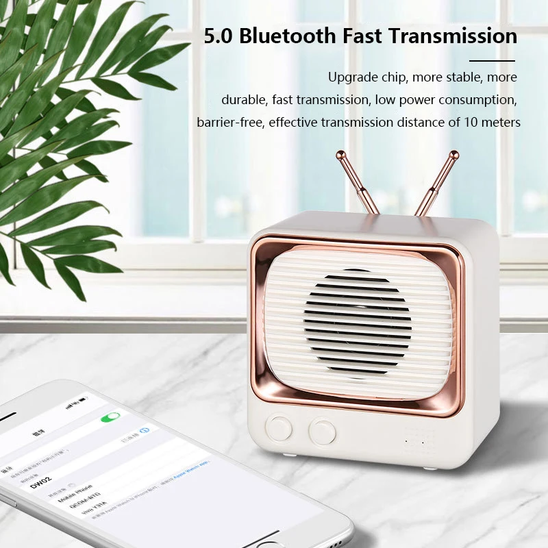 

DW02 Mini Speaker Desktop Bluetooth Speaker Retro Mini FM Radio Mini Voice Amplifier 5.0 Fast Transmission 4D Sound Effect