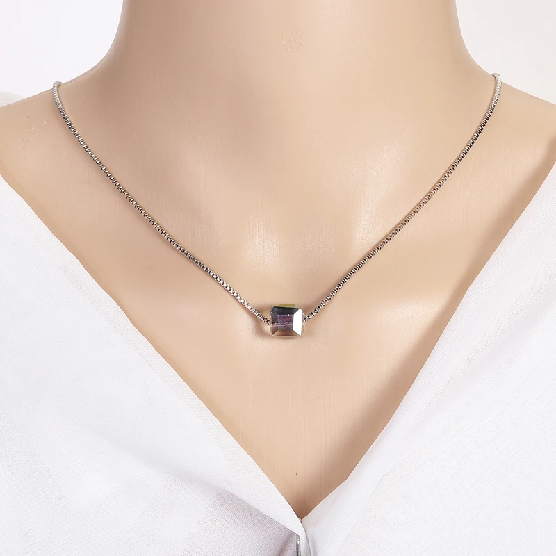 Красочный куб Shellhard длинная звено колье цепочка ожерелья и подвески ювелирные