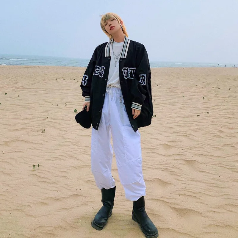 Белая Бейсбольная Куртка бомбер женская одежда Harajuku с буквенным принтом пальто