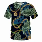 Футболка мужская с круглым вырезом, брендовая модная тенниска с короткими рукавами и большой золотой цепочкой, повседневная люксовая уличная одежда, 2021