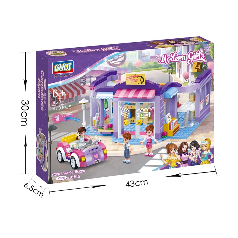 

Modern girl's building block playground ice cream car with small grain Puzzle Children's building block toys for birthday gift