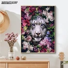 Абстрактная живопись цветок лося Тигр Слон плакат со львом, холст для живописи Гостиная настенный светильник Nordic современного искусства декоративная картина животные