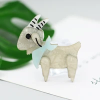 blucome cute acrylic animal brooches goat shape brooch for women men children suit scarf hat pins jewelry kids holiday gifts