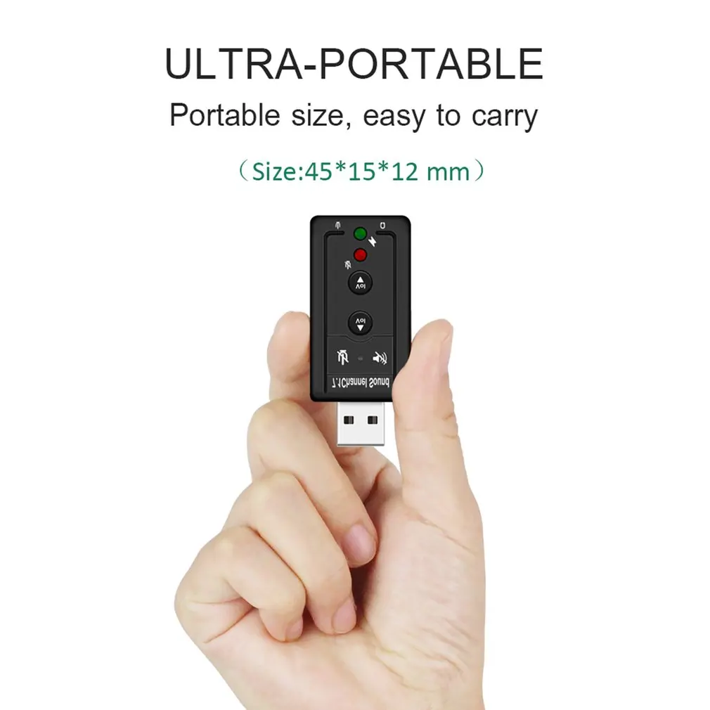 

USB Hubs USB 2.0 External Sound Card 7.1CH Audio Mini Adapter Button Control 3.5mm Earphone MIC Computer Components