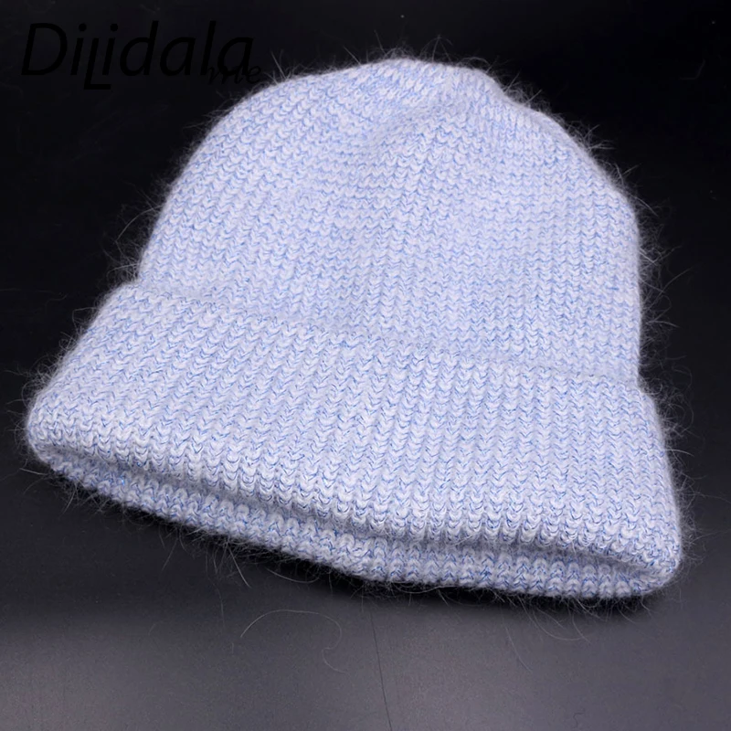 Dilidala шапка из кроличьего меха вязаная меховая яркая осень зима шерстяные шапки