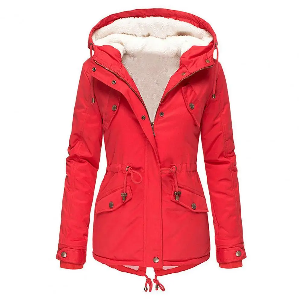 

40%HOTWinter Jacket Thick All-matched Split Hem Women Coat With Pocket for Daily Wear
