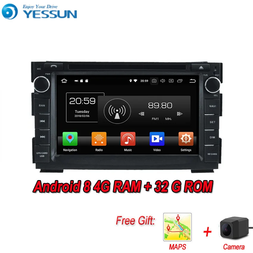 Автомобильный навигатор YESSUN Android 8 0 4 Гб ОЗУ для Kia Ceed 2007 ~ 2012 GPS мультимедийный