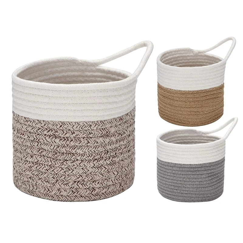 

Wall Baskets Small Cotton Rope Baskets Woven Baskets Storage Hanging Baskets for Organizing Round Baskets for Plants